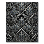 Gothic Blue Silver Quatrefoil Ornamental Rug