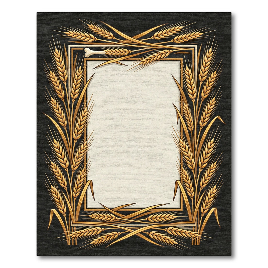Golden Wheat Botanical Frame Rug
