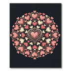 Romantic Pink Heart Mandala Illustration Rug