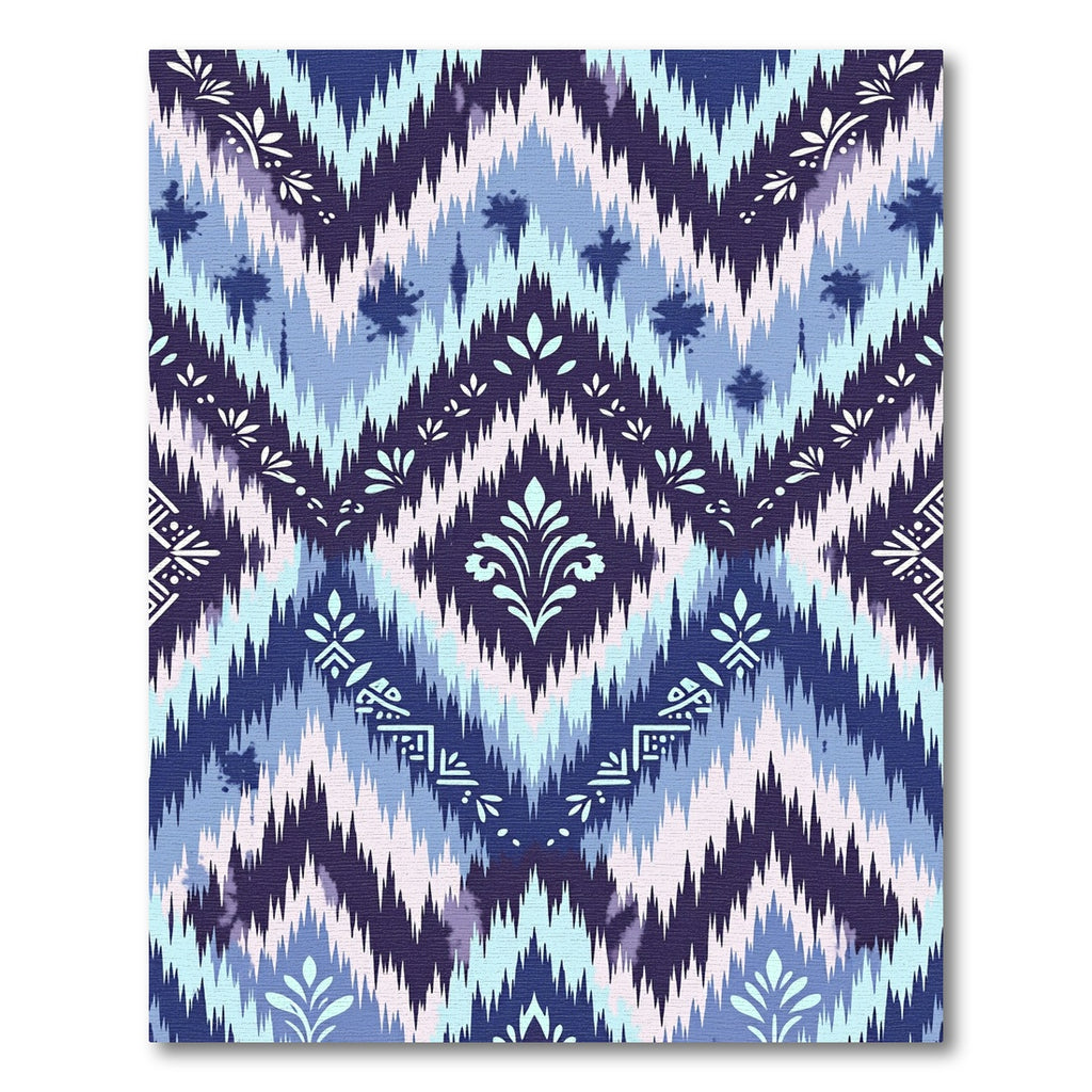 Ikat Blue Lily Chevron Medallion Rug