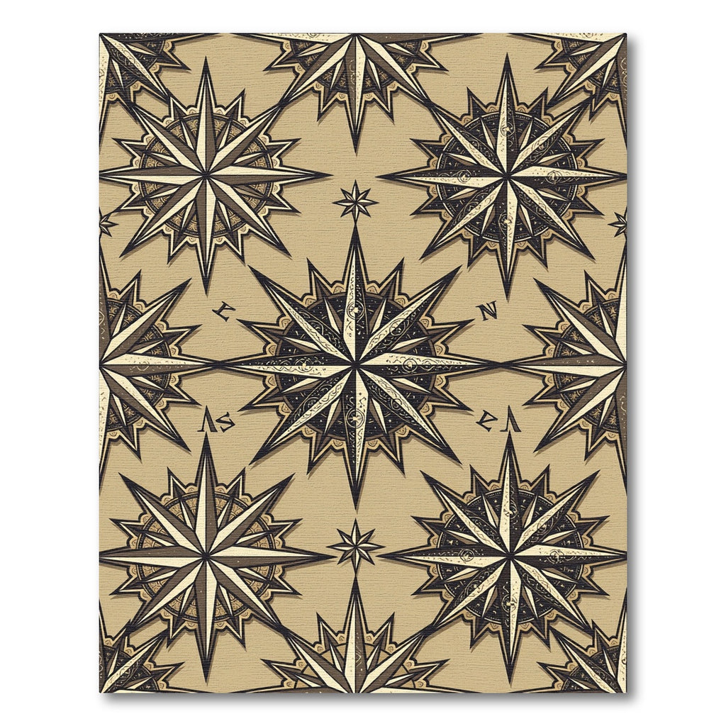 Vintage Compass Star Geometric Sand Rug