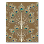 Elegant Brown Peacock Feather Arrangement Rug