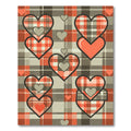 Tartan Plaid Hearts Red Gray Area Rug