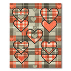 Tartan Plaid Hearts Red Gray Area Rug