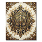 ornate gold baroque circular medallion Rug
