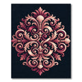 Ornate Crimson and Gold Scrollwork Arrangement Rug