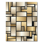 Golden Beige Contemporary Rectilinear Composition Rug