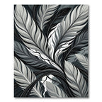 Monochrome Tropical Feather Leaf Illustration Rug