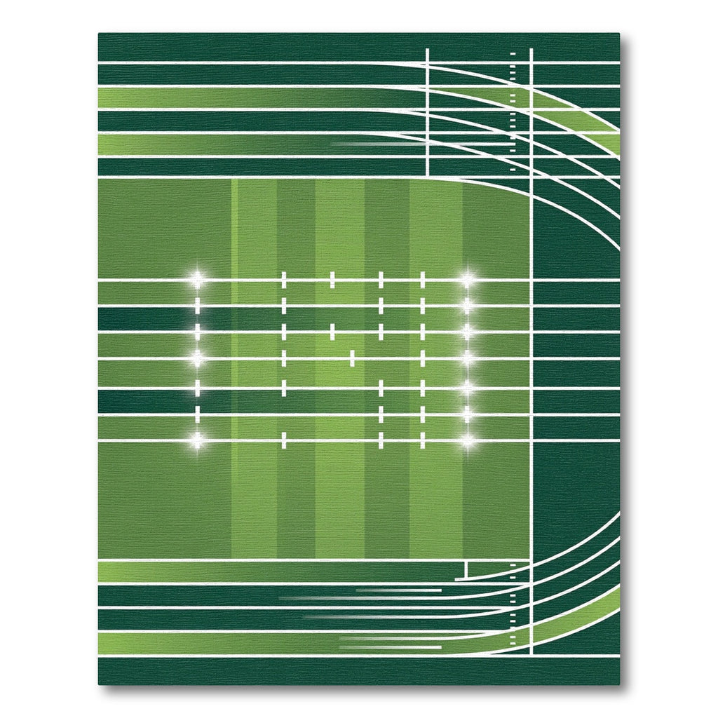 Modern Green Athletic Stadium Grid Rug