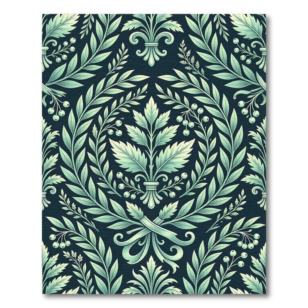 Seafoam Green Laurel Berry Emblem Rug