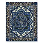 Midnight Blue Elaborate Floral Medallion Rug