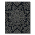 Ornate Black Silver Mandala Starburst Rug