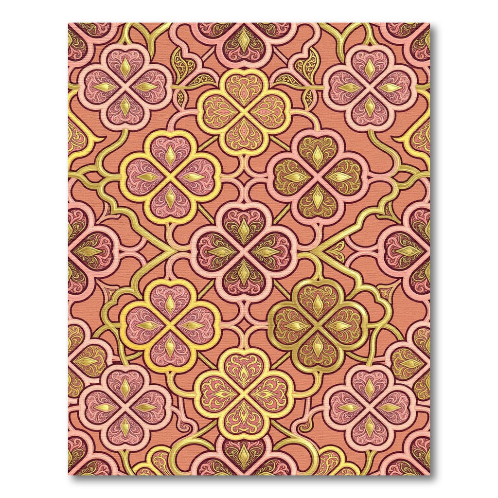 Golden Clover Damask Terracotta Trellis Rug