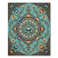 Teal Lotus Medallion Floral Flourish Rug