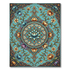 Teal Lotus Medallion Floral Flourish Rug
