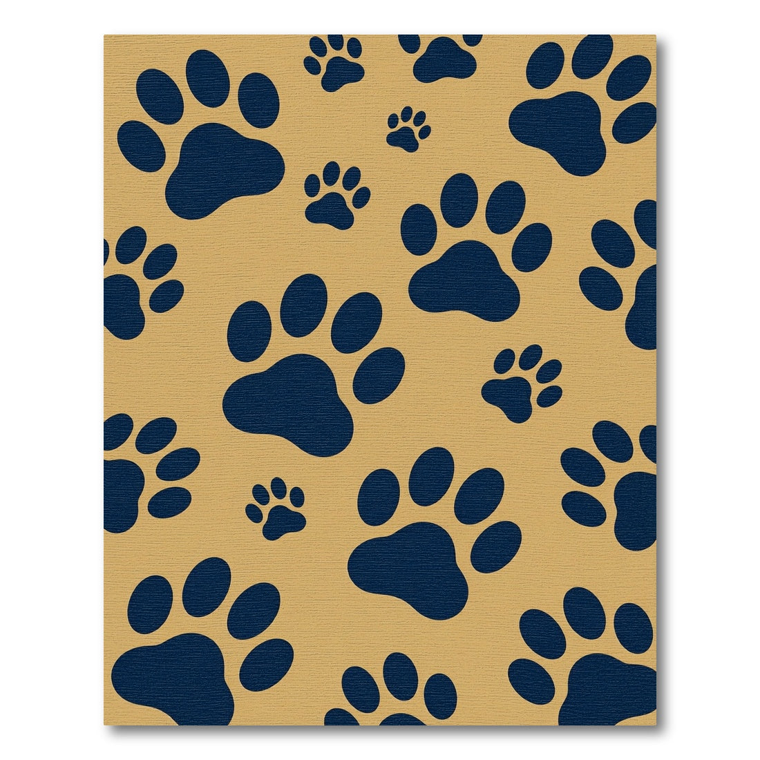 Navy Paw Print Mustard Yellow Rug