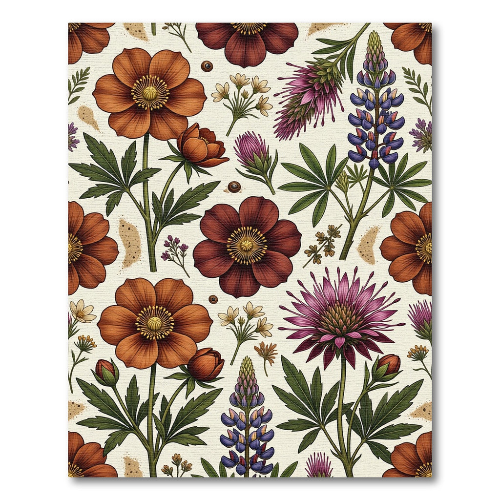 Vintage Botanical Earthy Floral Meadow Rug