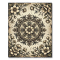 Vintage Cream Floral Medallion Scroll Rug