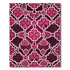 Magenta Floral Clover Geometric Trellis Rug