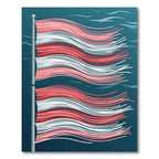 Waving Coral Red White Stripe Rug