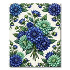 Blue and Mint Dhalia Floral Arrangement Rug