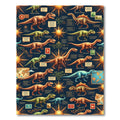 Vintage Navy Dinosaur Map Chronicle Rug