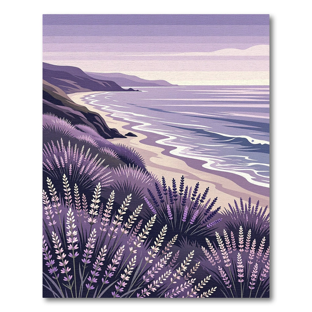 Purple Lavender Coastal Landscape Serenity Rug