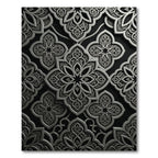 Intricate Silver Arabesque Floral Pattern Rug