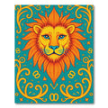 Bright Orange Lion Teal Graphic Rug