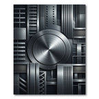 Industrial Metallic Silver Geometric Steel Rug
