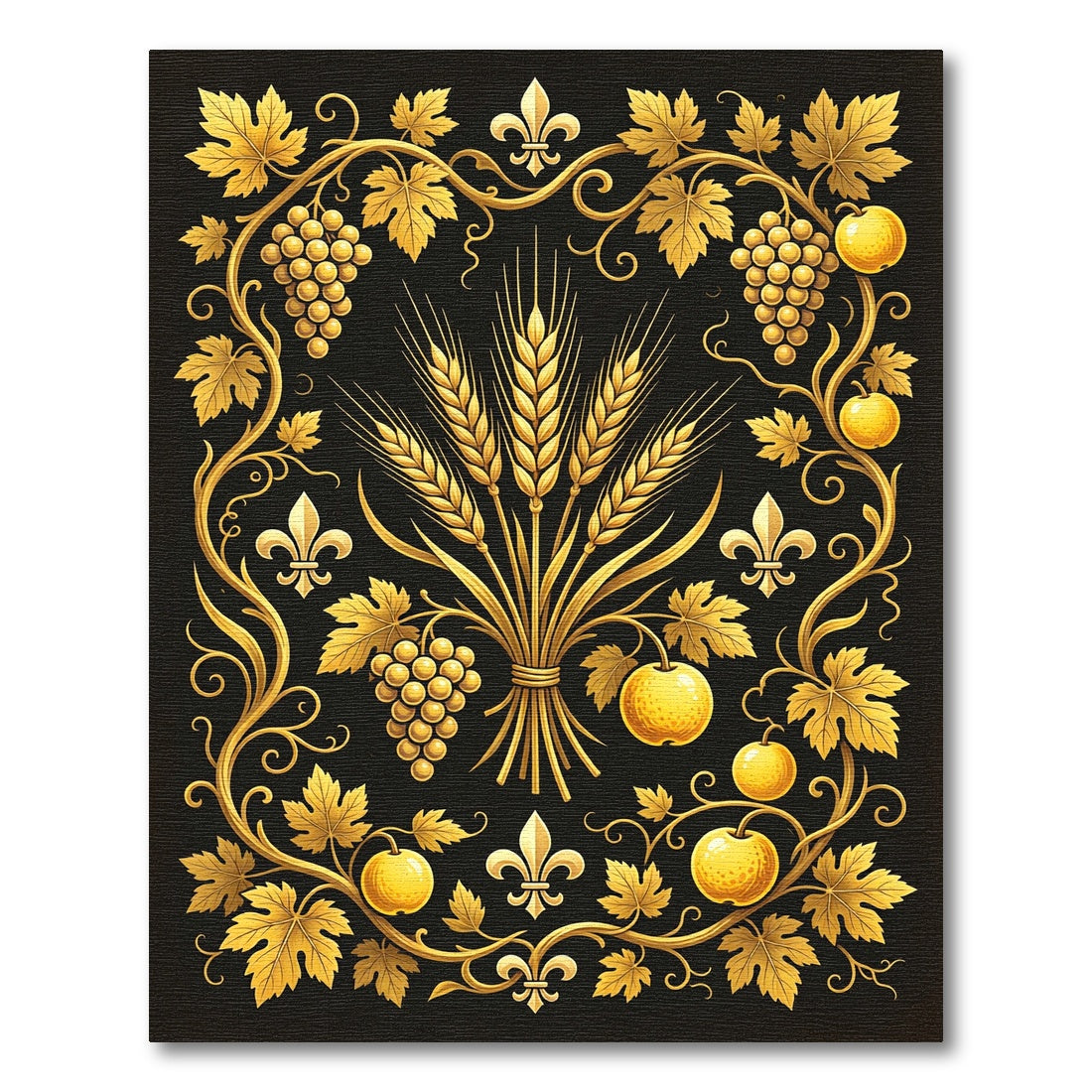 Golden Wheat Fleur de Lis Vine Rug