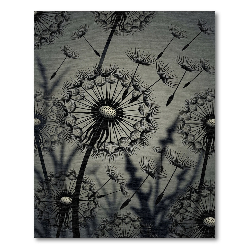 Monochrome Dandelion Silhouette Botanical Art Rug