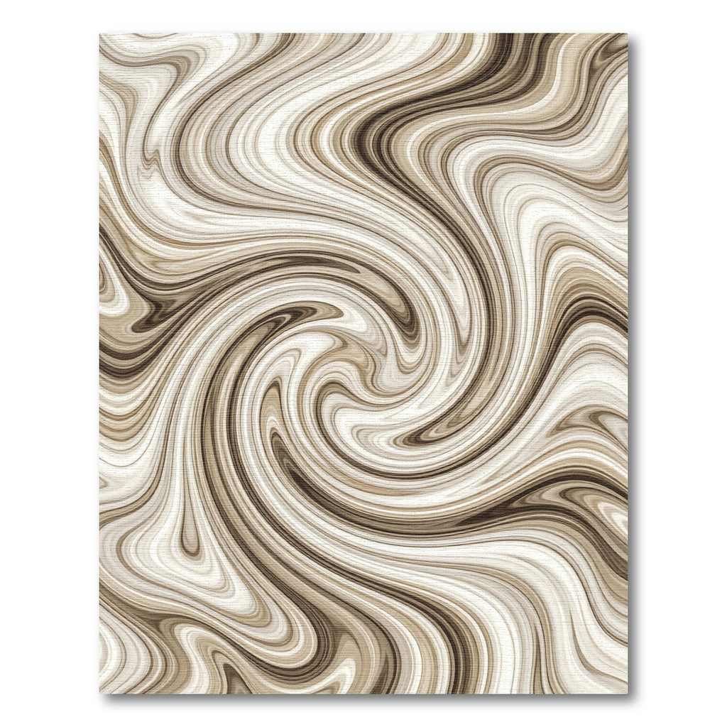 Cream and Mocha Abstract Swirl Rug