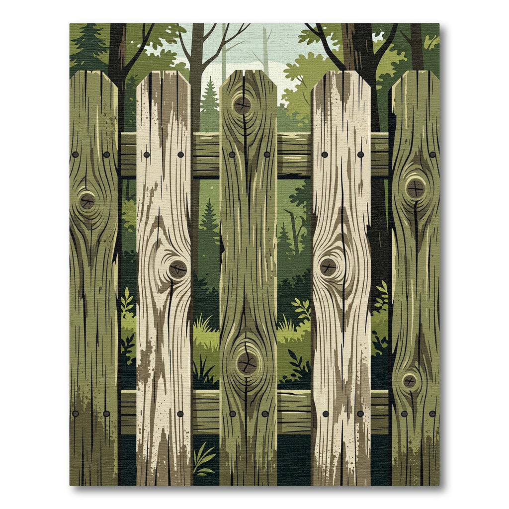 Rustic Weathered Forest Fence Wood Rug