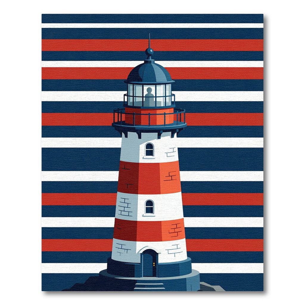 Nautical Red White Blue Lighthouse Stripes Rug