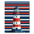 Nautical Red White Blue Lighthouse Stripes Rug