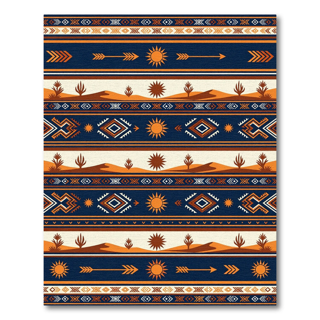 Southwestern Desert Sun Striped Geo Rug