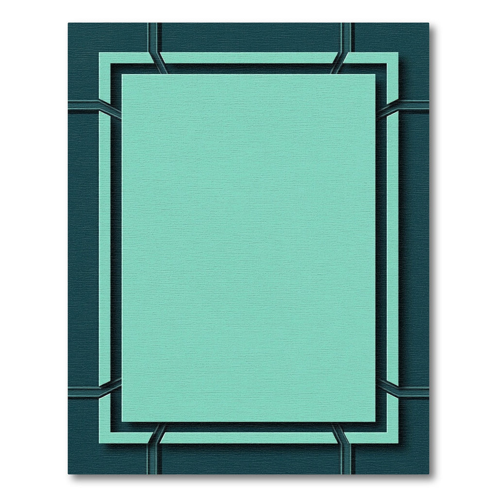 Teal Geometric Layered Rectangle Rug