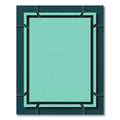 Teal Geometric Layered Rectangle Rug