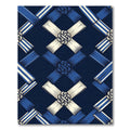 Indigo Geometric Lattice with Knotted Ribbon Rug