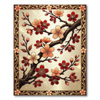 Elegant Red Cherry Blossom Branch Rug