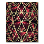 Luxurious Crimson Gold Geometric Facet Rug