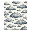 Whimsical Gray Cloudy Sky Illustration Rug