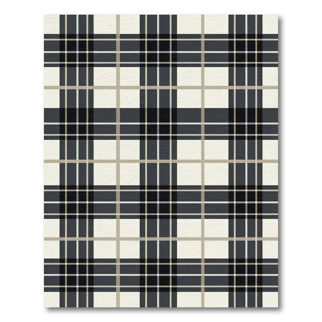 Modern Neutral Charcoal Plaid Grid Rug