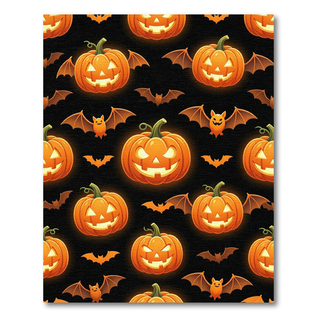 Glowing Jack-o-lantern and Spooky Bat Halloween Rug