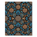 Botanical Blue and Copper Floral Fish Rug