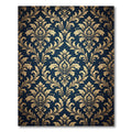 Elegant Navy Gold Damask Scroll Rug