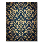 Elegant Navy Gold Damask Scroll Rug