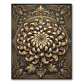 Golden Chrysanthemum Ornate Floral Medallion Rug