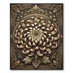 Golden Chrysanthemum Ornate Floral Medallion Rug